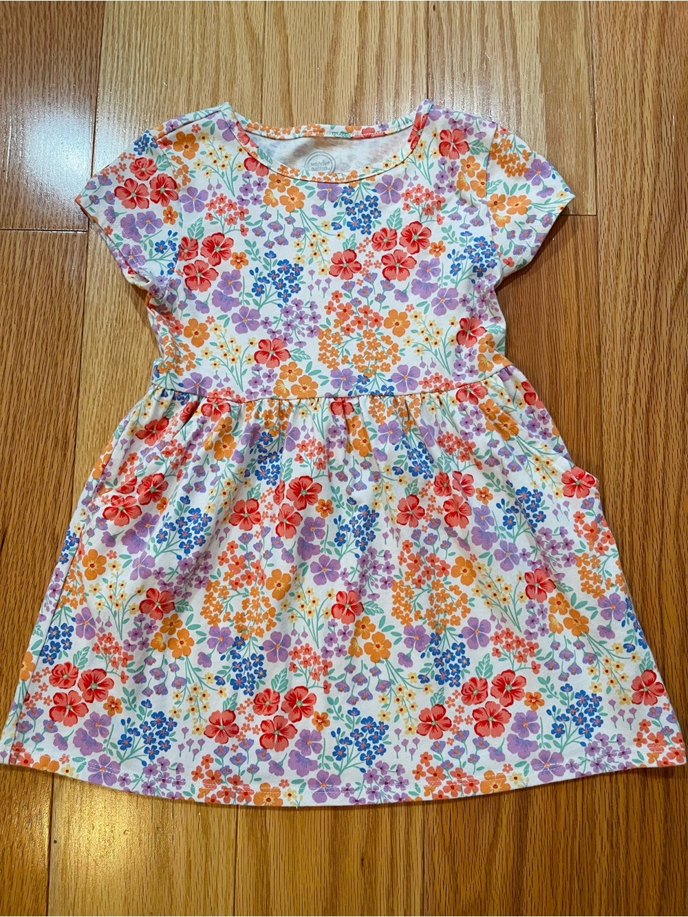 wonder nation White Floral Dress with Red Orange and Purple Flowers